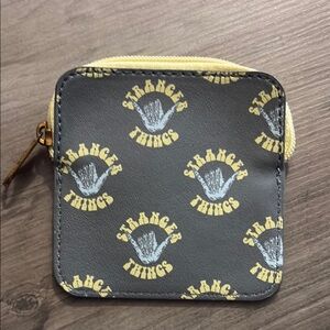 Stranger Things Gray and Yellow Coin Pouch EUC